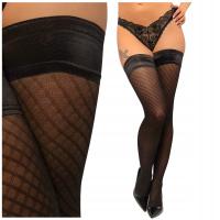 САМОНЕСУЩИЕ ЧУЛКИ С СИЛИКОНОВЫМ РИСУНКОМ РОМБЫ ЧЕРНЫЕ ИТАЛЬЯНСКИЕ LUNESSA