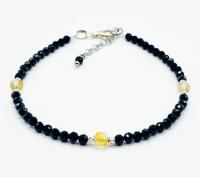 Черный турмалин и цитрин граненый стальной браслет