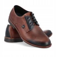BUTY MĘSKIE WIZYTOWE SKÓRA 066 BRĄZOWE