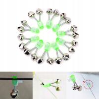 ŚWIECĄCA W CIEMNOŚCI WĘDKA SZCZYTÓWKA SYGNALIZATOR BRAŃ Z DZWONECZKAMI DZWONKI WĘDKARSKIE RING 20SZT