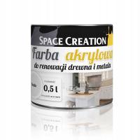 SpaceCreation Farba akrylowa do renowacji Biała Do drewna metalu mebli 0,5l