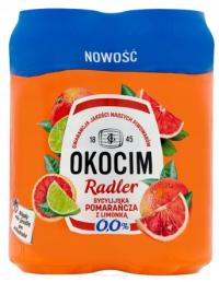 Пиво okocim безалкогольное radler апельсин с лаймом 4 x 500 мл