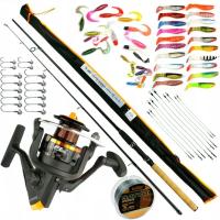 КОМПЛЕКТ СПИННИНГ jaxon УДОЧКА 2,4 м 66 элементов Z45