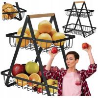 КОРЗИНА ДЛЯ ФРУКТОВ И ОВОЩЕЙ ДВУХЭТАЖНАЯ ДВУХУРОВНЕВАЯ МЕТАЛЛИЧЕСКАЯ КОРЗИНА ЧЕРНЫЙ ЛОФТ