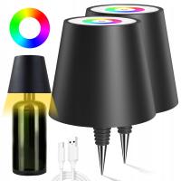 LAMPKA NOCNA LAMPA STOŁOWA RGB NA BUTELKĘ WINA BEZPRZEWODOWA DEKORACYJNE x2