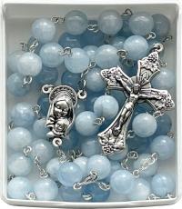 RÓŻANIEC AGAT BŁĘKITNY NIEBIESKI KAMIEŃ NATURALNY MATKA BOŻA Z DZIECIĄTKIEM