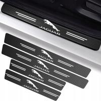 Защитные наклейки на порог с логотипом для Jaguar Carbon Fiber 4 шт.