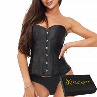 Elcante Gorset damski seksowny czarny satynowy modelujący regular czarny