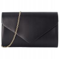 Skórzana czarna torebka wieczorowa kopertówka elegancka na wesele