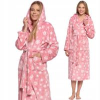 ХАЛАТ ЖЕНСКИЙ ДЛИННЫЙ ЗАВЯЗАННЫЙ В СНЕЖИНКИ С КАРМАНАМИ С КАПЮШОНОМ MORAJ