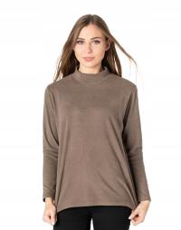 Golf damski brązowy długi rękaw Elegancki klasyczny półgolf damski bawełna