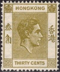 kol.bryt.Hong Kong KGVI 30 c.czysty *