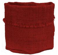 OSŁONA NA DONICZKĘ 16x11cm z JUTY LAMINOWANEJ CZERWONA Postrzępiona EKO
