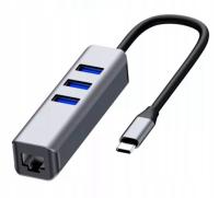 Adapter HUB Karta Sieciowa USB-C Ethernet Gigabit RJ45 LAN OTG 3x USB 3.0