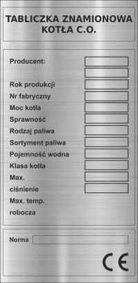 Табличка табличка для печи CO котел