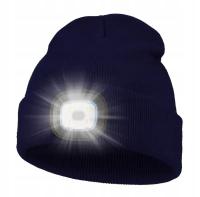 Czapka zimowa z latarką LED, USB, Granatowa