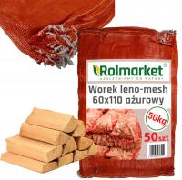 Grube Worki Ażurowe 50 szt 60x110cm Siatkowe Wzmacniane Na Drewno Opał 50kg