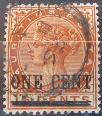 Mauritius kolonia brytyjska stary znaczek z nadrukiem (7/1