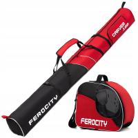 Комплект премиум чехол сумка для лыж 180 палки обувь шлем комплект Красный