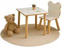 Журнальный столик и стул медведь Белый дерево