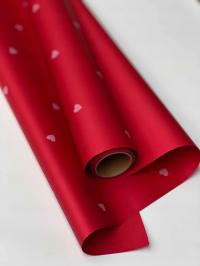 Papier florystyczna satynowa do pakowania SERDUSZKA 50cmX9m Bordo+biały