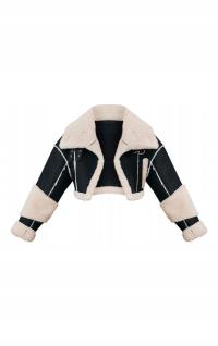 CZARNA KRÓTKA KURTKA PILOTKA BIKER KOŻUSZEK EKOSKÓRA PRETTYLITTLETHING 38