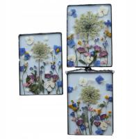 Witraże ręcznie robione z suszonymi roślinami – zestaw 3 dekorów A5