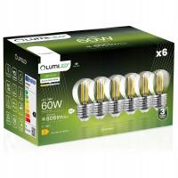 6x Żarówka LED E27 Kulka 7W 806lm 4000K Neutralna CCD 360° Filament LUMILED