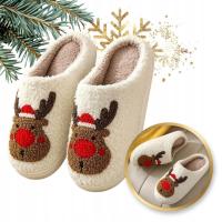 ŚWIĄTECZNE CIEPŁE KAPCIE CIAPY RENIFER NA MIKOŁAJA