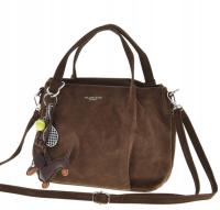 Flora&Co torebka kuferek zamsz CZEKOLADOWA elegancka CASUAL