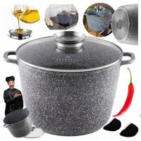 Garnek MARMURKOWY 4L 20cm Głęboki Garnek z Pokrywą AROMA KNOB GAZ INDUKCJA
