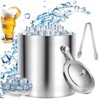 WIADERKO DO LODU SZCZYPCE POJEMNIK NA LÓD 2L COOLER TERMICZNY Z POKRYWKĄ