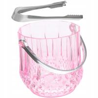 WSZECHSTRONNE RÓŻOWE WIADERKO NA LÓD ZE SZCZYPCAMI ZE STALI NIERDZEWNEJ DO DOMU