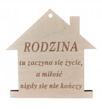 Drewniany domek z grawerem Zawieszka różne napisy