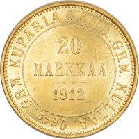 22.FINLANDIA, MIKOŁAJ II, 20 MARKKAA 1912