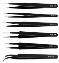 Pęsety ESD metalowe nierdzewne kwasoodporne 6 szt.