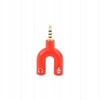 Red 3.5mm Audio Converter Adapter One Divides Into Two Microphone Coup Plug