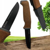 Nóż turystyczny z pochwą rękojeść korkowa czarne ostrze Luna Heavy-duty CS