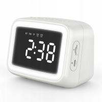 Mini Mirror Clock Night Light Card Bluetooth Speaker White