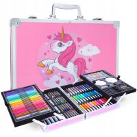 ХУДОЖЕСТВЕННЫЙ НАБОР ДЛЯ РИСОВАНИЯ ЦВЕТНЫЕ КАРАНДАШИ ЧЕМОДАН РОЗОВЫЙ 144 EL