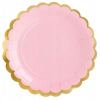 Светло-розовые бумажные тарелки 18 см 6 шт на день рождения годовалый детский душ