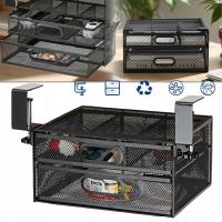 ORGANIZER DO SZUFLAD POD BIURKO, WYSUWANE SZUFLADY NA MEBLE BIUROWE, CZARNY