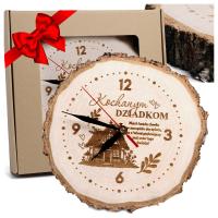 PREZENT NA DZIEŃ BABCI I DZIADKA ZEGAR PLASTER DREWNA DUŻY 30CM WYJĄTKOWY