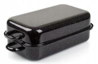 Прямоугольная эмалированная сковорода с крышкой 32 см 4 л