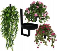 KWIETNIK ŚCIENNY Z PODSTAWĄ WIESZAK NA KWIATY UCHWYT CZARNY NOWOCZESNY LOFT
