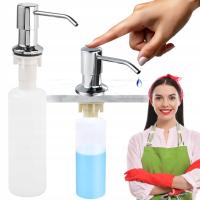 DOZOWNIK DO PŁYNU NACZYŃ MYDŁA ZLEWOZMYWAKA ZLEWU 300 ml WKŁADANY srebrny