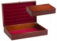 Pudełko na Monety Kaseta Drewniana na 5 Palet Typ P Brąz Mahoniowy Welur