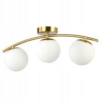 Lampa sufitowa wisząca żyrandol szklana kula 3x e27 LOFT 51cm złoty biały
