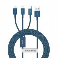 Baseus 3w1 kabel USB - Lightning / USB Typ C / micro USB 3,5 A 1,5 m