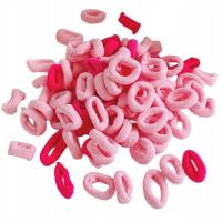Gumki do włosów różowe zestaw gumek 100 sztuk mini frotki mix kolorowe róż